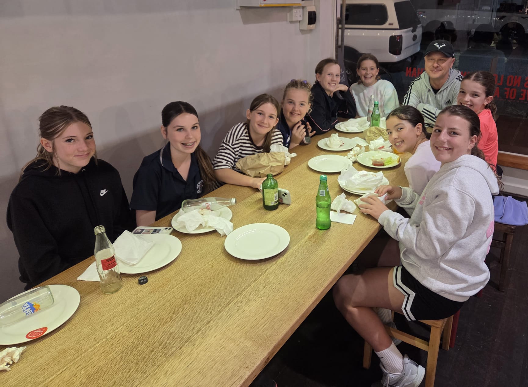 Pete with 7/8 Team Violet at team dinner